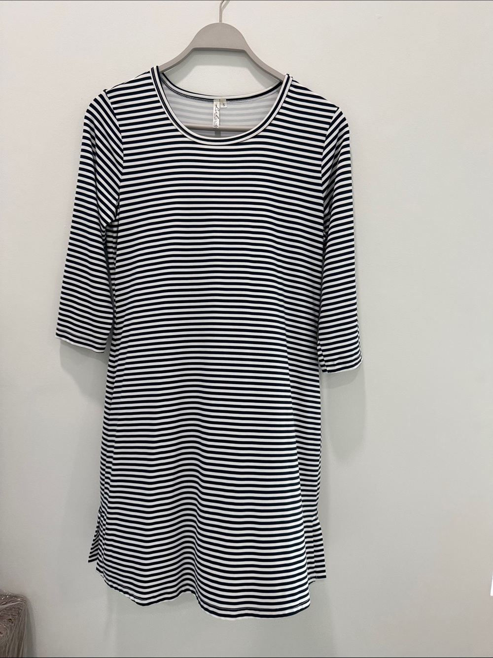 Lulu-B Navy and White Striped Activewear Midi Dress